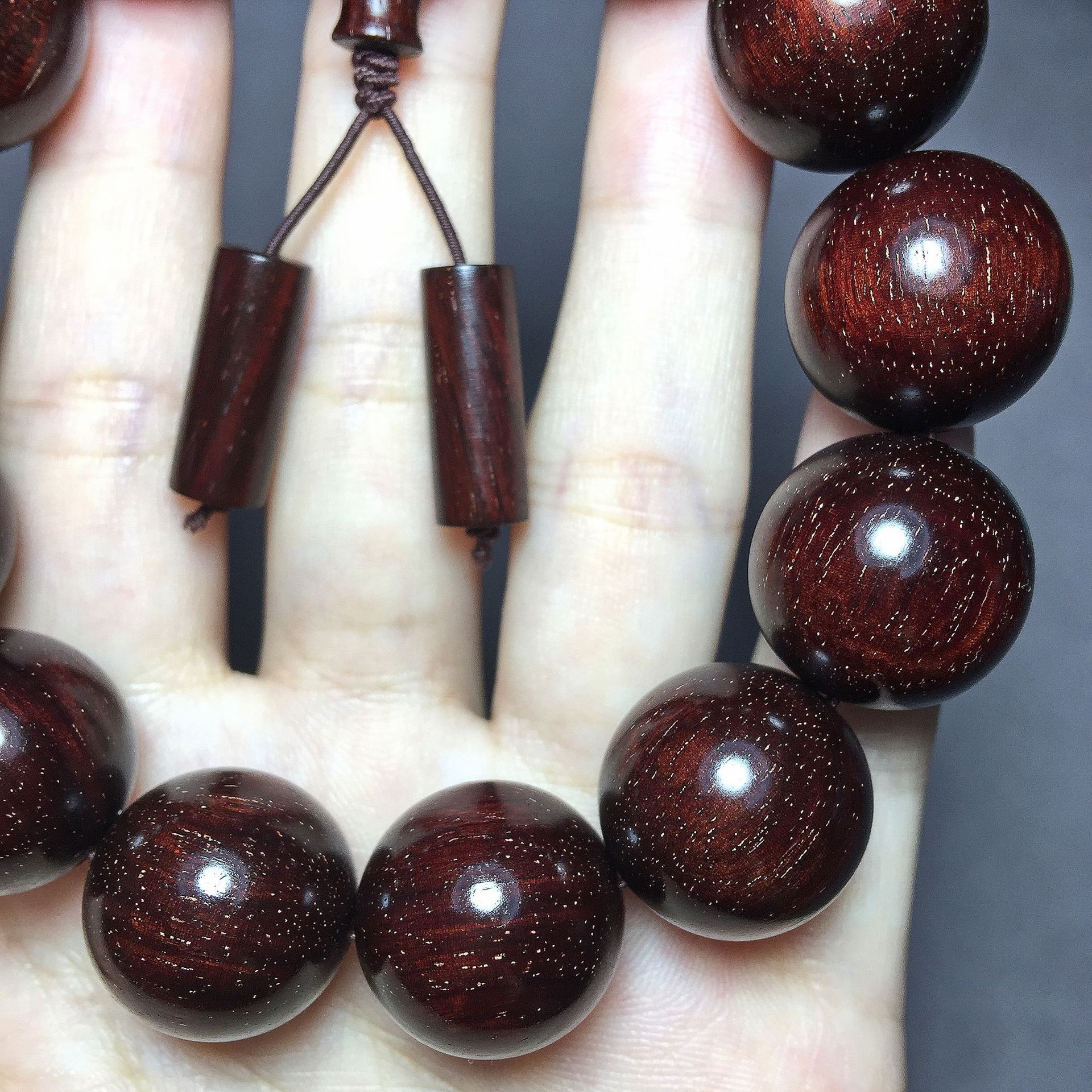 一件代发18mm小暴满金星印度小叶紫檀高油老料包浆男文玩佛珠手串