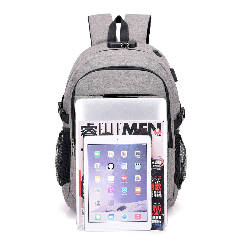 密码锁usb充电口防盗男女大容量商务休闲双肩背防水书包一件代发