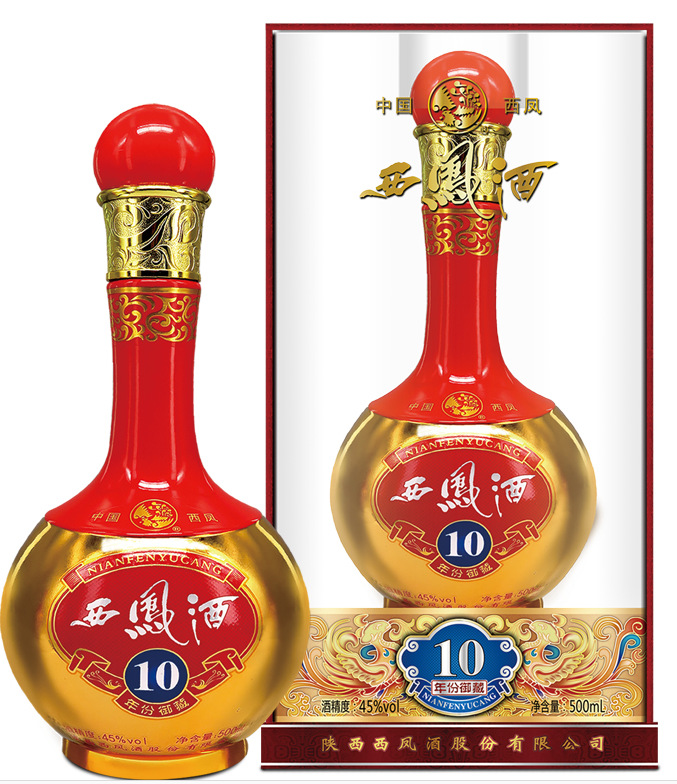 年份御藏西凤酒10  凤香型45度 凤香型白酒500ml*6全国发货