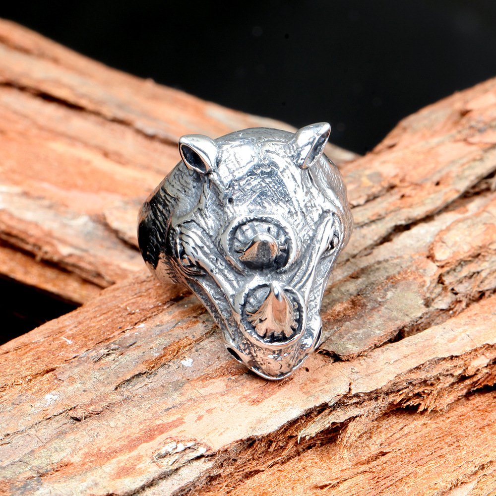 铸造不锈钢牛头戒指 个性男款铸造戒指 不锈钢动物戒指指环批发