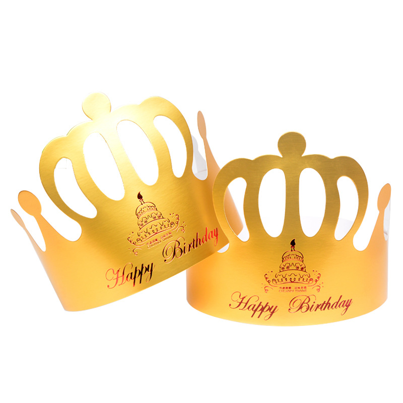 Factory Bronzing Birthday Hat Paper Crown Hat Cake Shop Decoration Supplies Adult and Children Gold Card Birthday Hat