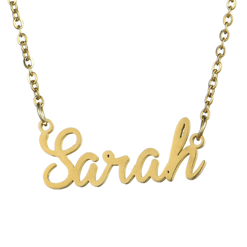 云娜 速卖通热卖kayla olivia diy个性定制钛钢英文字母名字项链