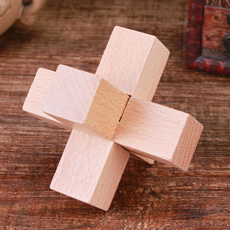 榉木好汉孔明锁益智力成人解锁互动地摊热卖拆装木制玩具鲁班锁