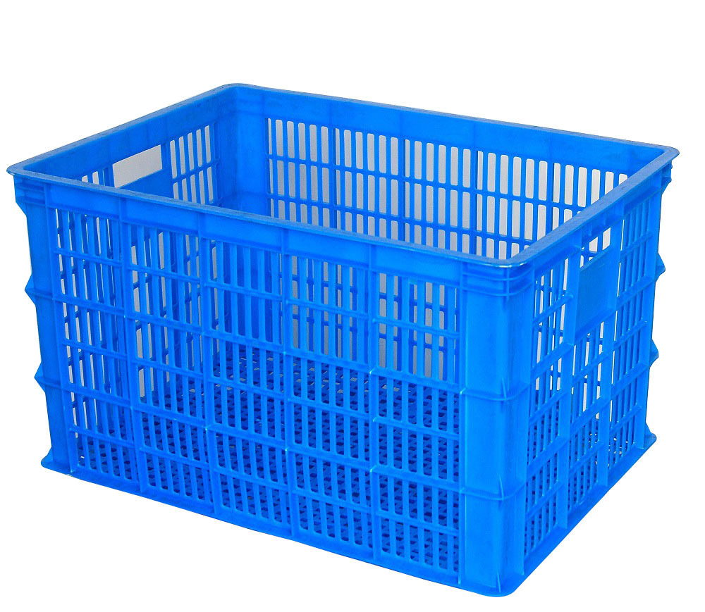 宁波厂家蓝色镂空680筐箩筐货框网眼款塑胶框塑料周转框塑料框子