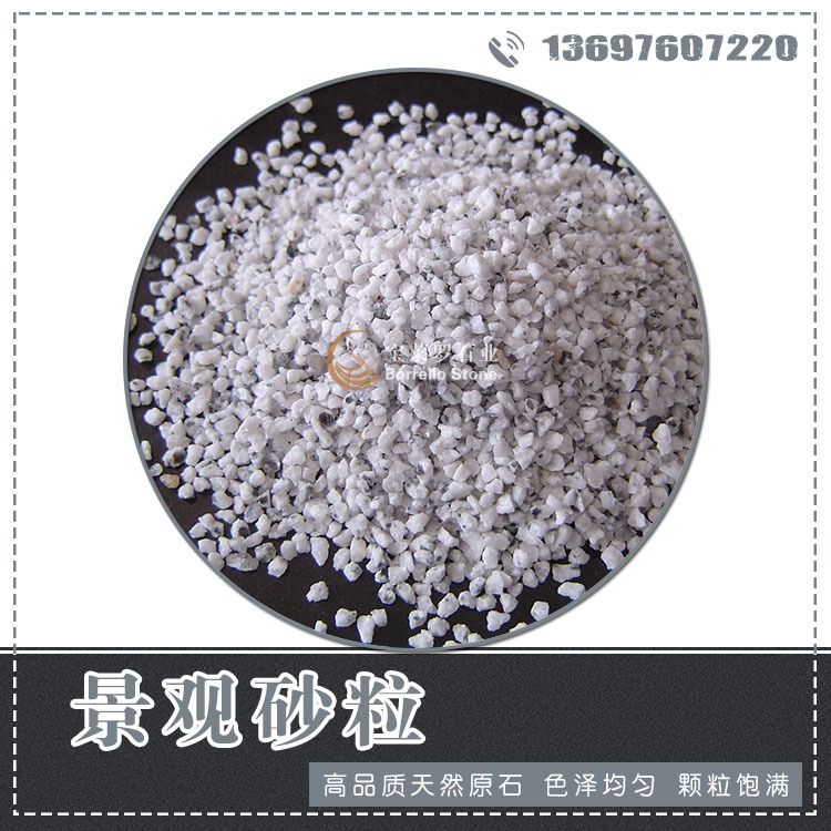芝麻白颗粒 白色花岗岩颗粒 地坪芝麻白砂 2-3mm景观造景彩砂