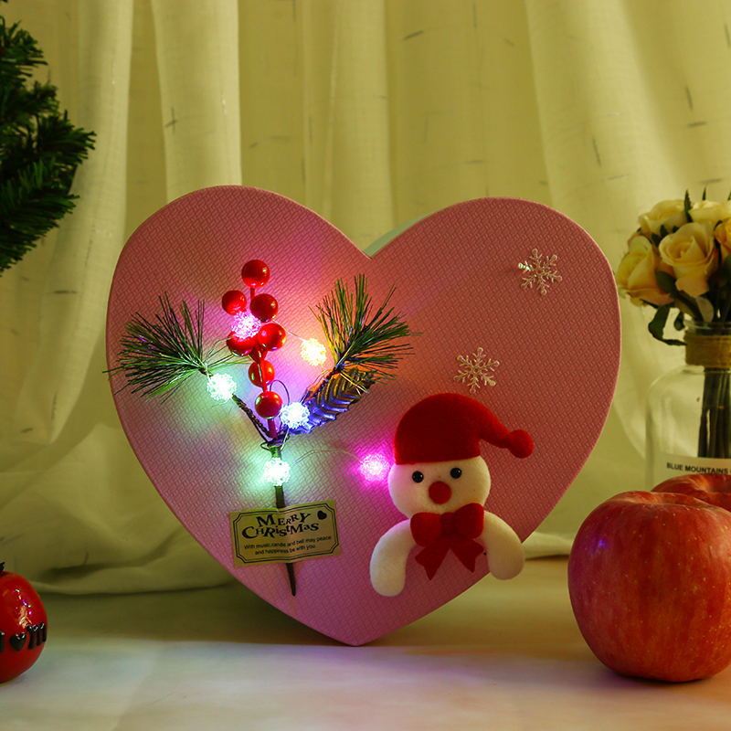 创意爱心发光圣诞节平安夜苹果盒平安果包装盒圣诞树礼物盒定制