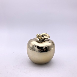 现货跨境热卖金苹果陶瓷摆件电镀桌面摆件家居饰品陶瓷电镀银苹果