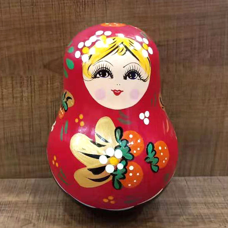 俄罗斯儿童可爱套娃不倒翁木质响铃娃娃不倒翁生日礼物圣诞玩具