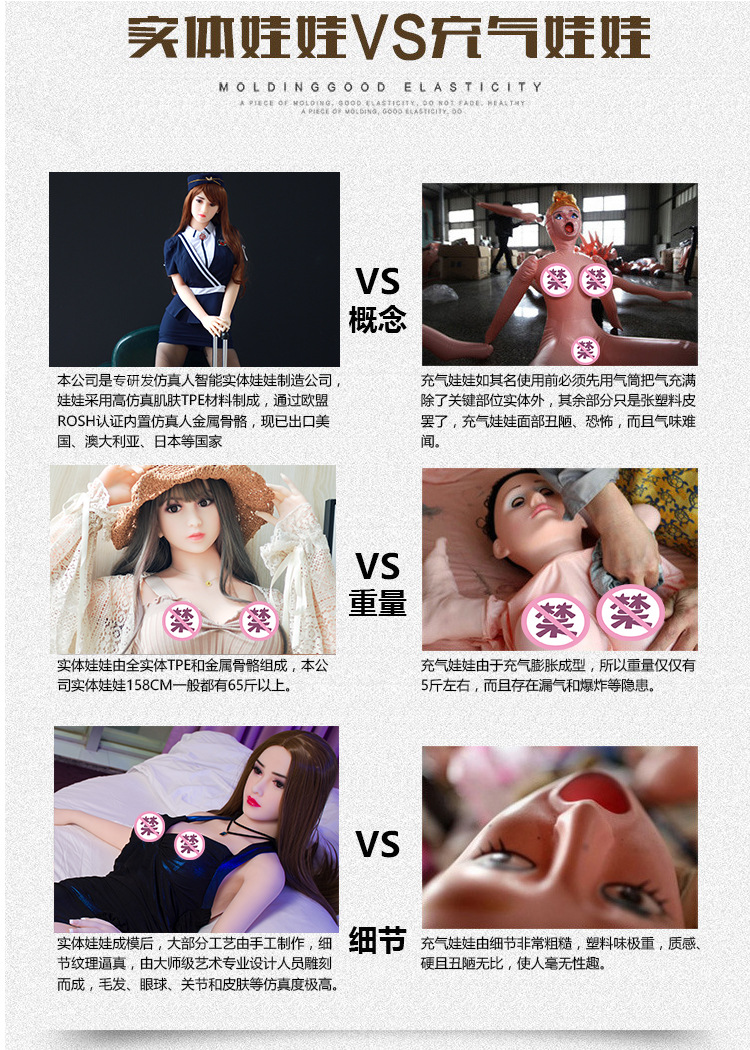合润新款165cm成人硅胶全实体娃娃非充气真人1:1男用性爱机器人