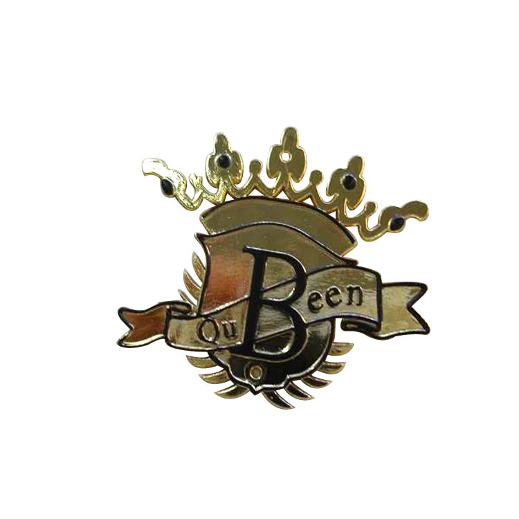 精鸿五金青古铜色合金logo胸章金色品牌logo合金胸针