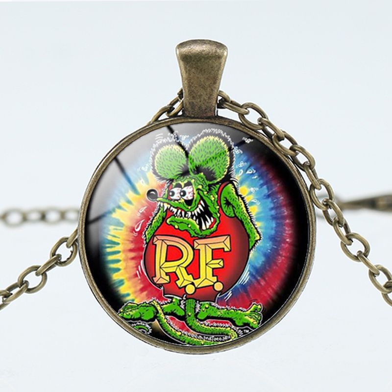 儿童项链电影周边rat fink老鼠芬克传奇时光宝石银色古铜色项链