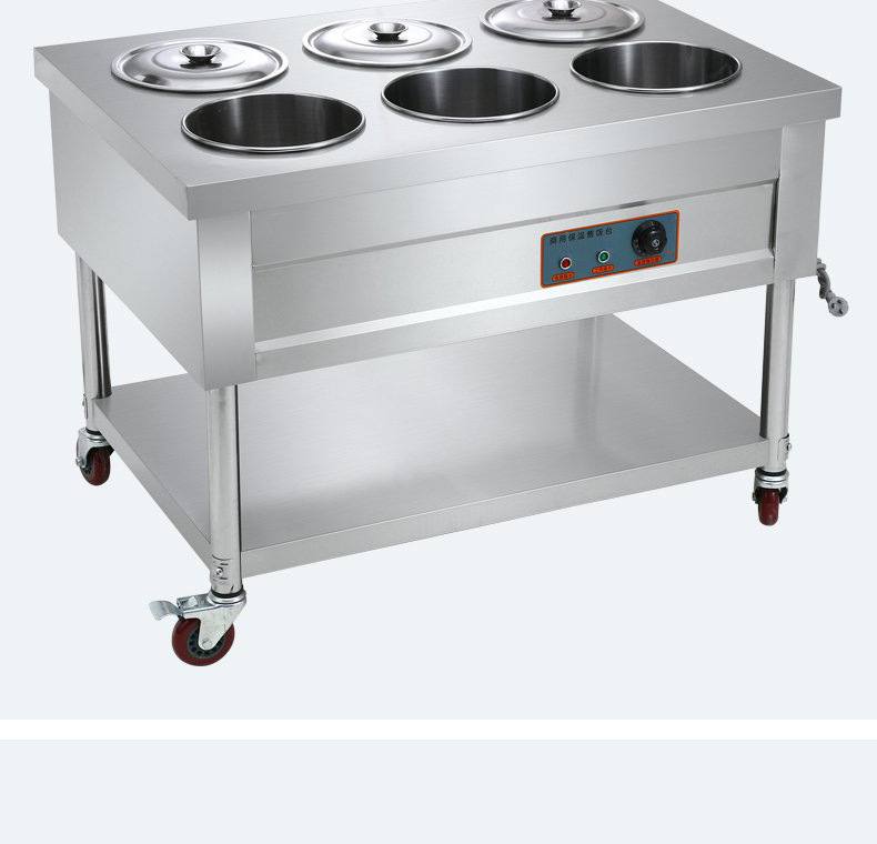 商用不锈钢保温粥车快餐车保温汤池电热手推外卖早餐圆桶粥车