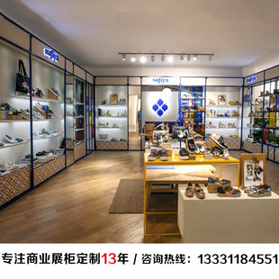 鞋店展示柜陈列柜定做 商场店面形象设计 鞋子展架货柜置物柜定制