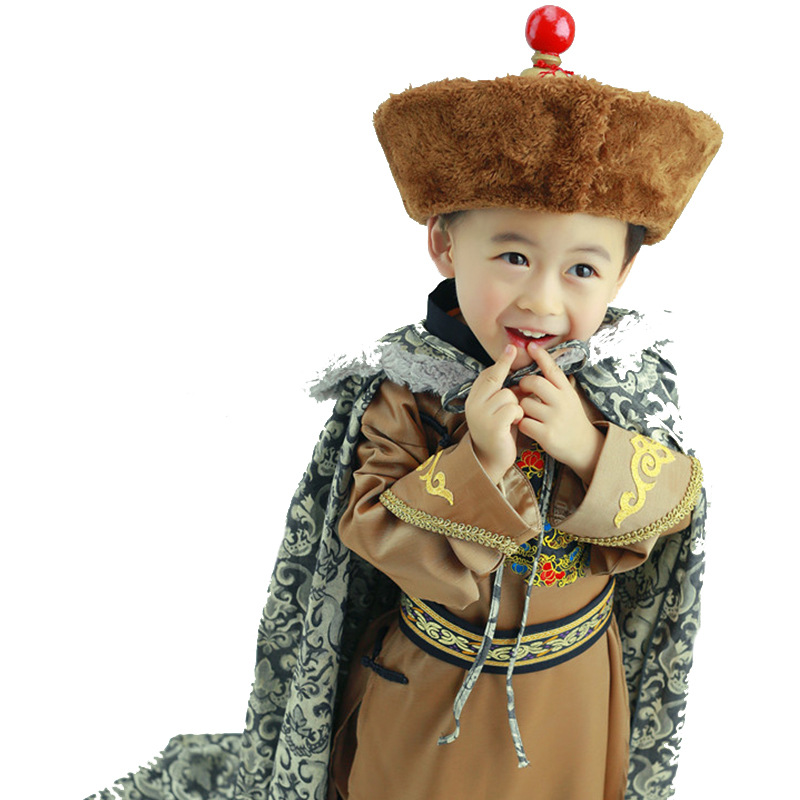 儿童古装影楼摄影主题 清朝王爷小皇帝摄影服装 冠满京华 演出服