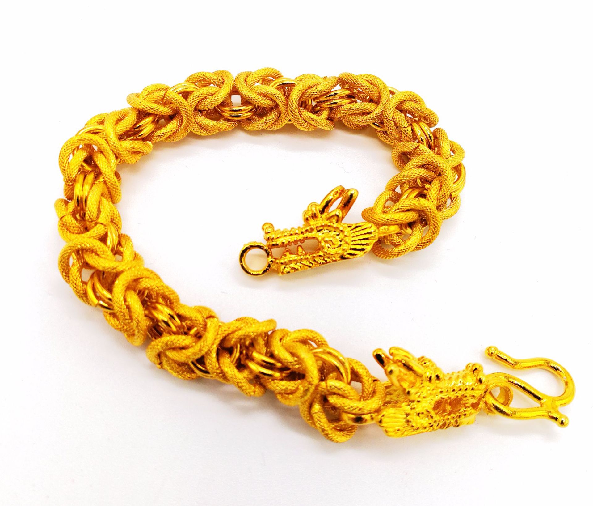 黄铜镀黄金火烧云龙骨手链 流行时尚首饰 男士仿真金饰品配饰批发