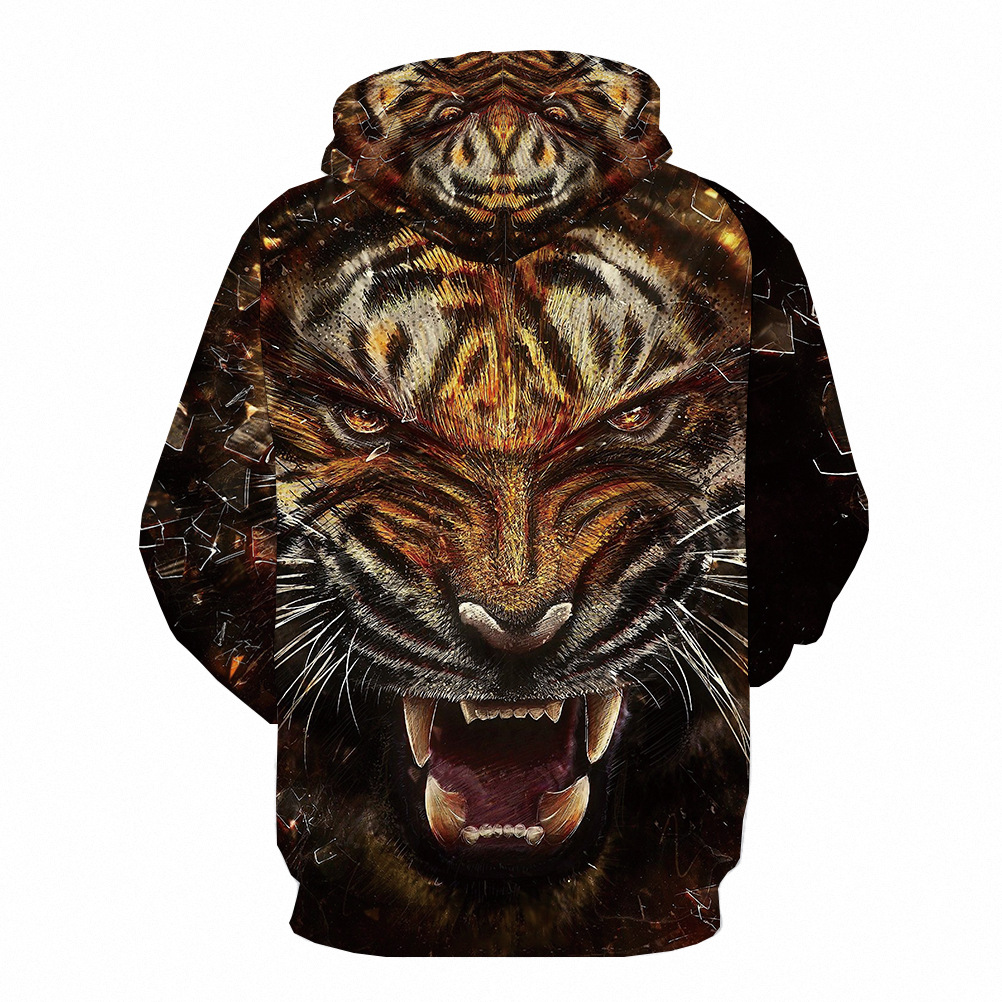 kyku世界地图3d卫衣连帽衫骷髅老虎数码印花卫衣男潮卫衣跨境爆款