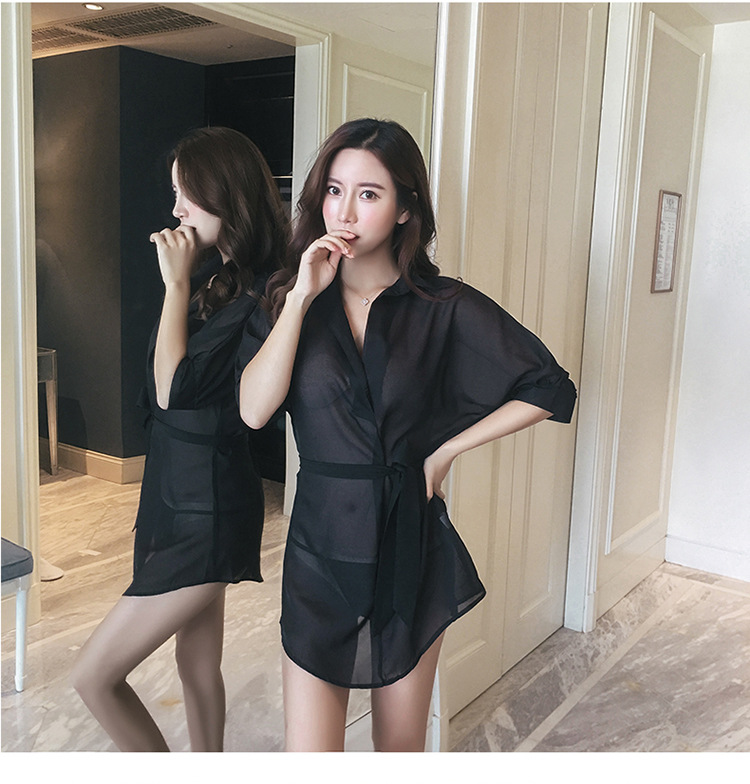 性感睡衣套装透视衬衫雪纺透视情趣内衣女士制服诱惑制服诱惑睡裙