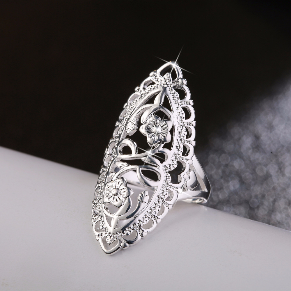 纽兰银饰 梅花戒指 食指女日韩个性创意森系金色指环银饰品