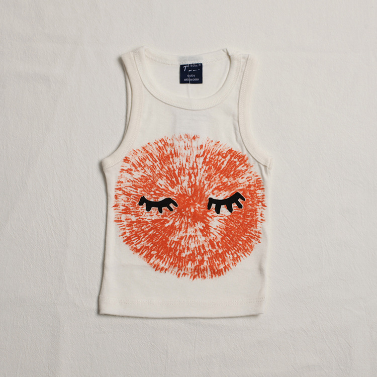 欧美童装 夏季款6个月-2岁 男女童宝宝婴幼童眼睛印花纯棉背心