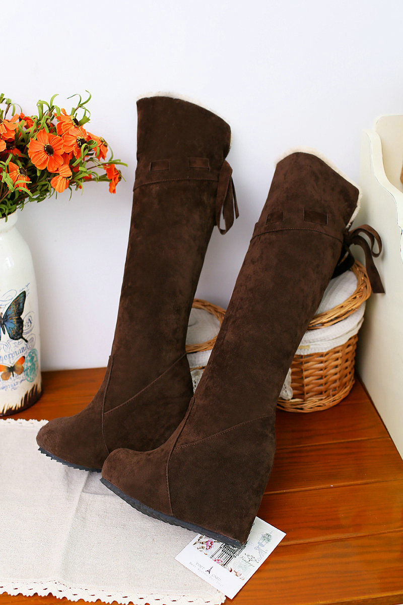 秋冬长款靴子防水台长靴内增高超高跟磨砂轻便加厚女靴外贸女鞋子