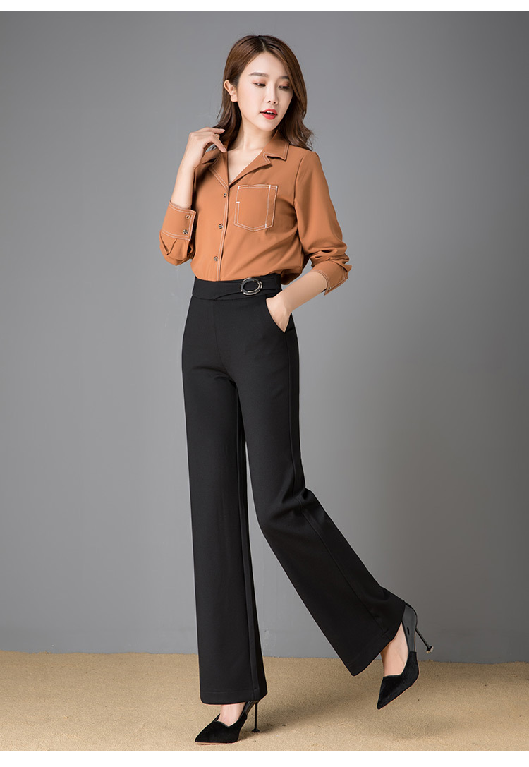 2018新款秋冬季微喇叭裤女 长裤韩版弹力松紧高腰喇叭长裤d8711