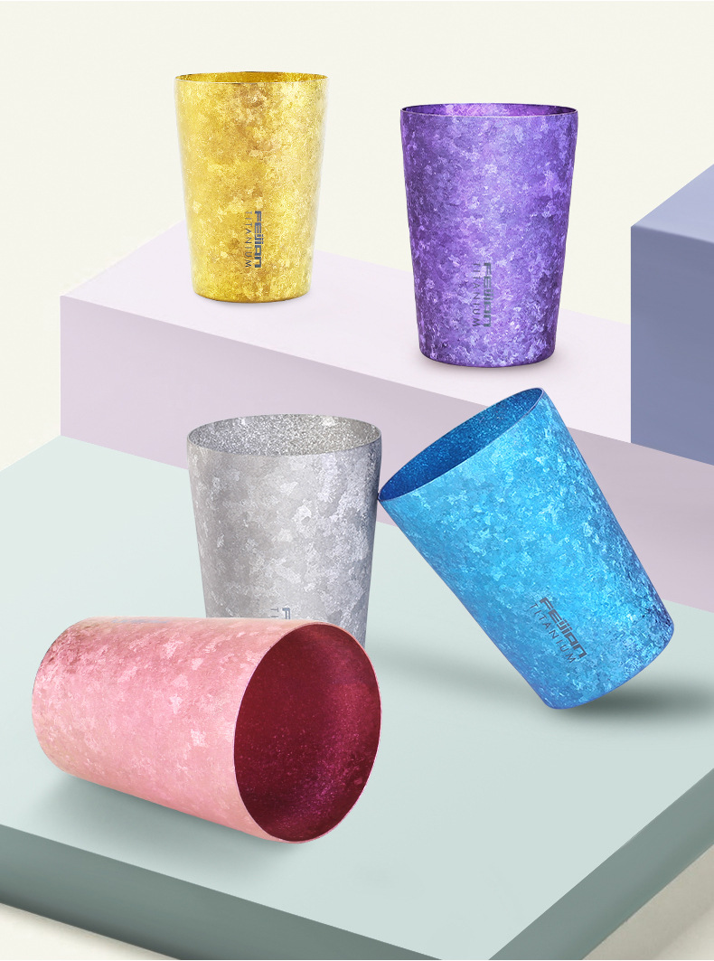 飞剑双层轻奢纯钛广口杯 高端商务创意礼品杯 便携养生隔热茶杯