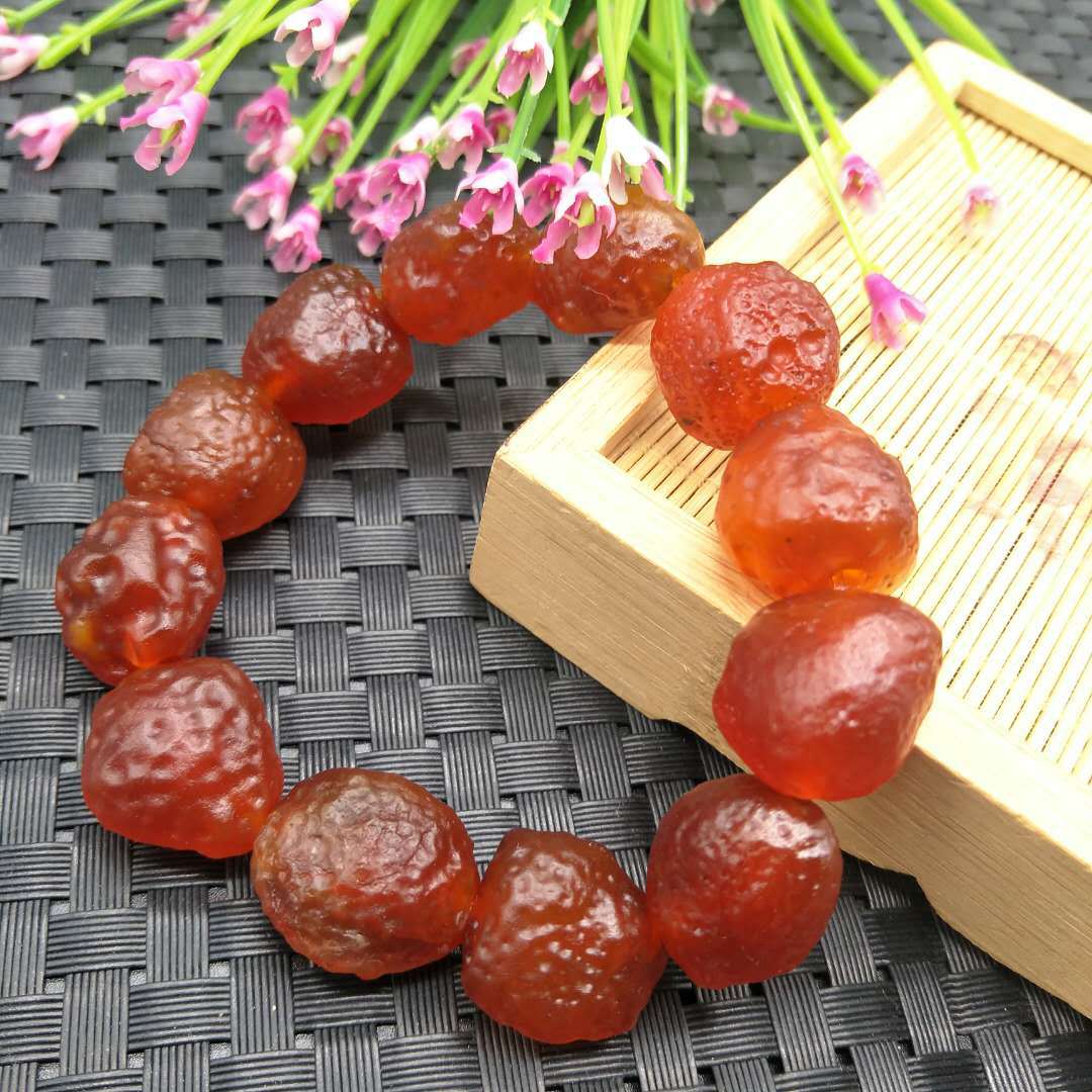 批发天然正品阿拉善戈壁石酒红新疆葡萄干玛瑙原石手链筋脉石手串