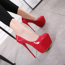红色高跟鞋跨境细跟防水台性感夜店钢管舞鞋春夏女鞋法式浅口单鞋