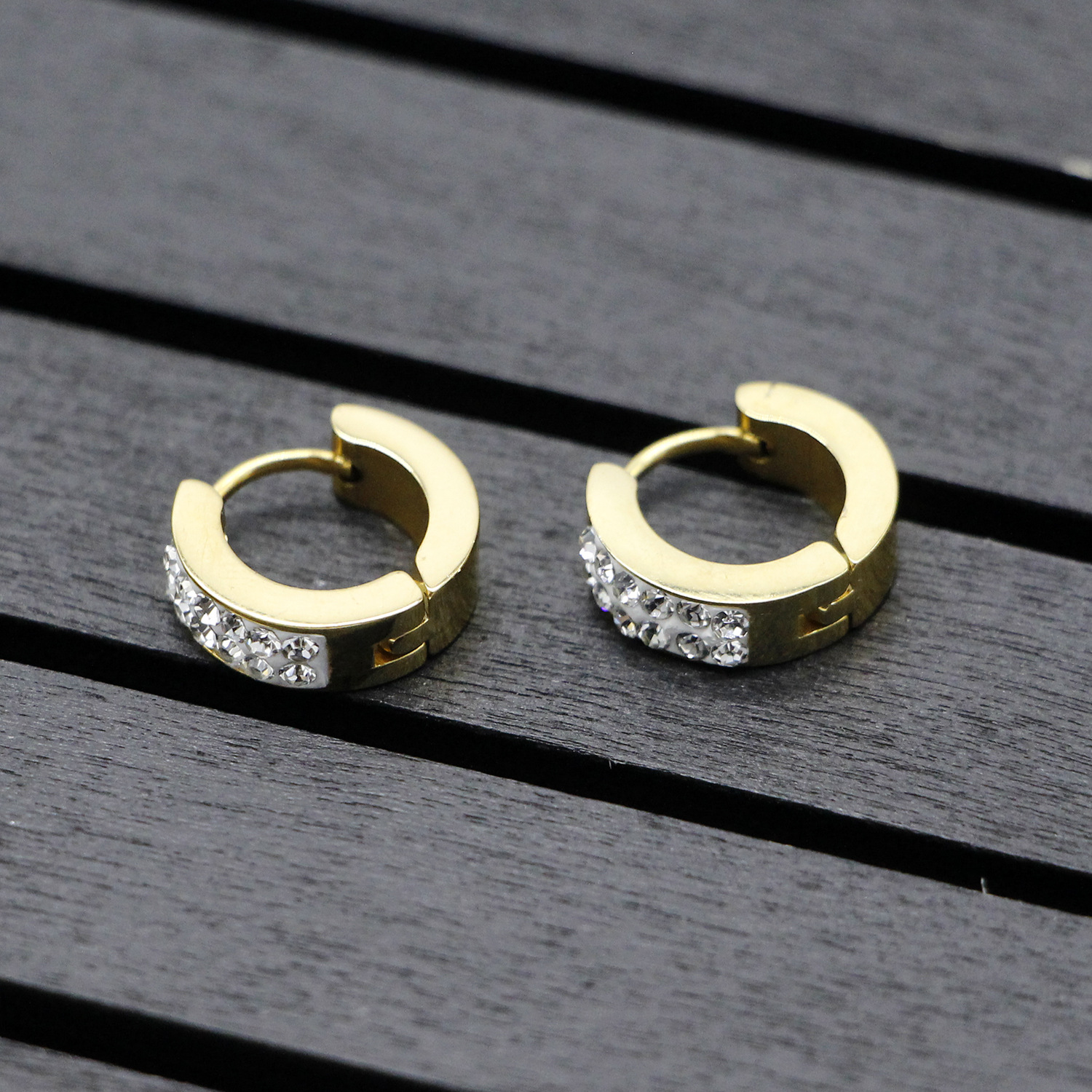 外贸跨境 不锈钢钛钢男女士耳钉耳扣 防过敏耳环耳钉耳圈 耳饰镶