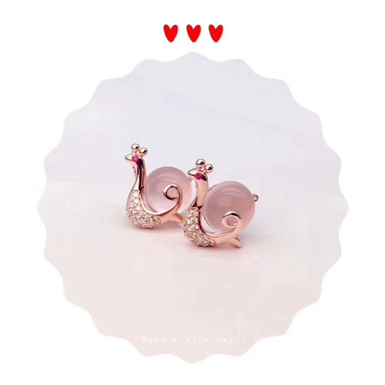 励志蜗牛项链(吊坠 链子) 925银镶天然芙蓉石粉晶 银饰批发代理