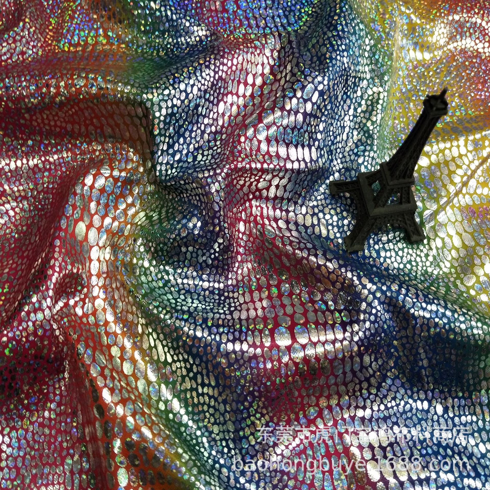 厂家现货印花烫金布 镭射幻彩花纹蛇皮纹 箱包玩具工艺品时装面料-阿