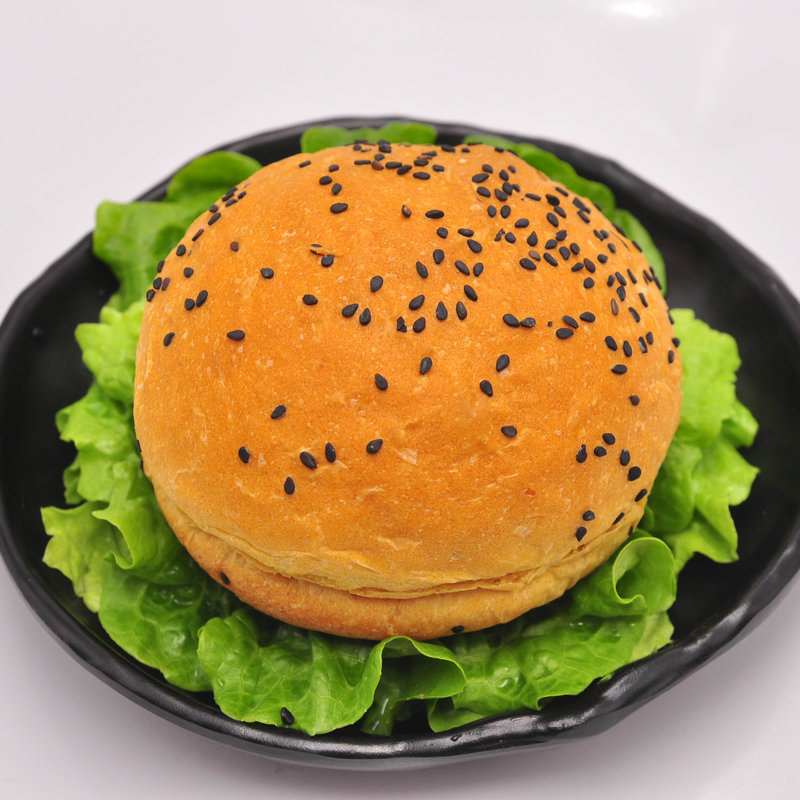 供应批发黄色汉堡胚 营养早餐圆形汉堡胚家庭装双层汉堡