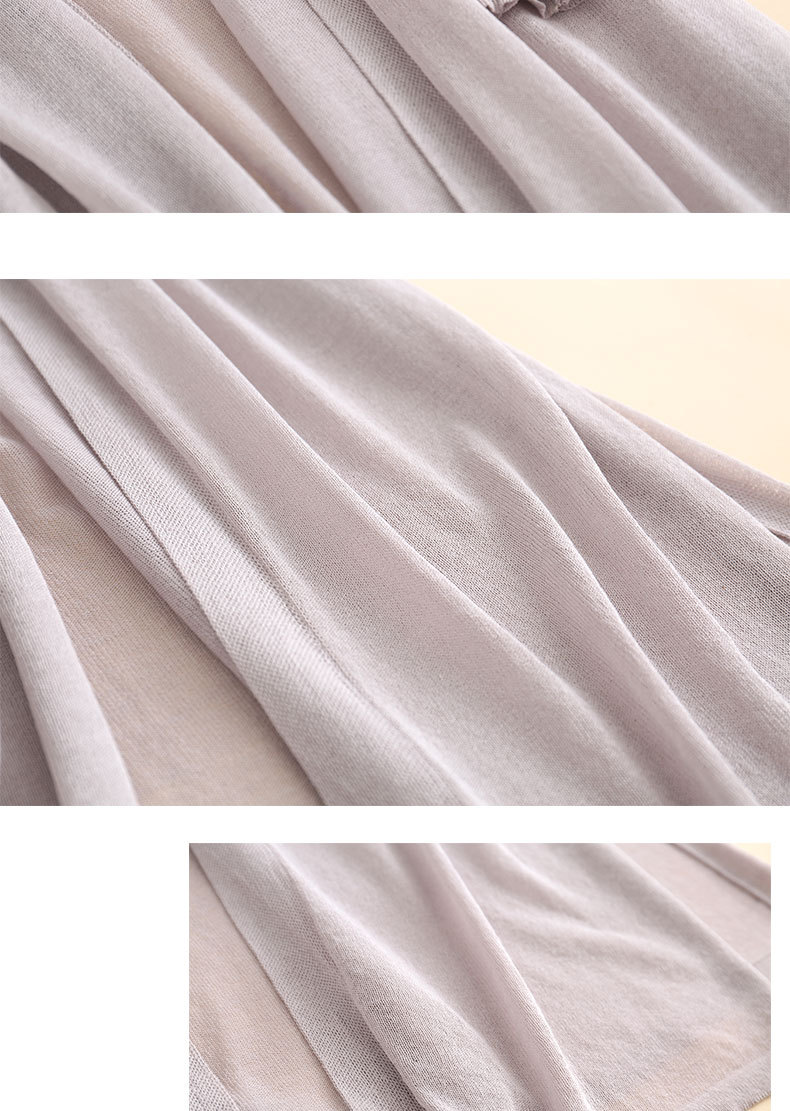 针织开衫_2018春夏女装棉麻针织外套女长款冰麻空调衫纯色七分袖防晒