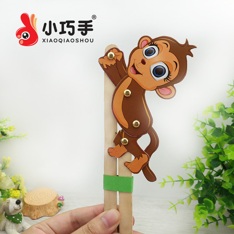 科学实验玩具儿童手工科学小制作猴子爬杆益智创意玩具