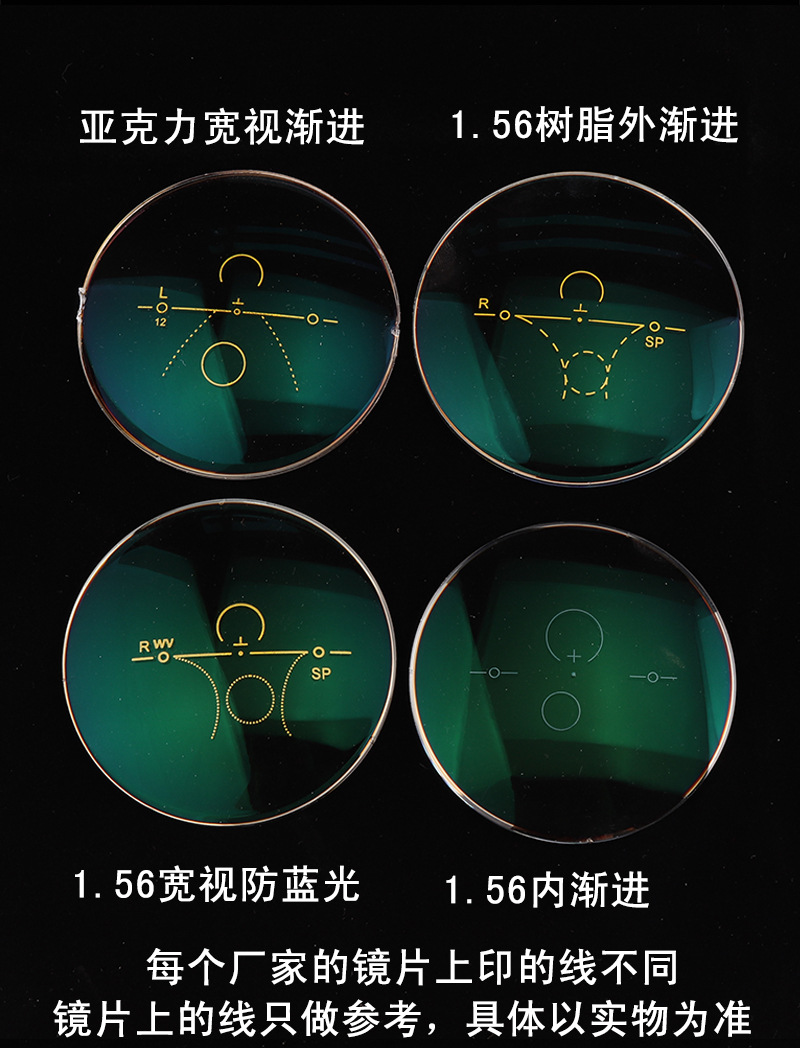 渐进多焦点镜片1.56树脂防疲劳智能变焦远近多交点老花眼镜片批发