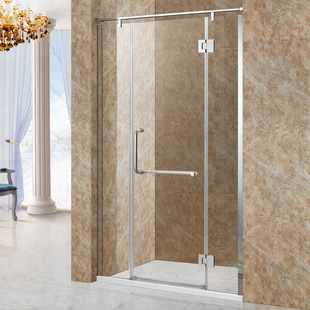淋浴房简易整体一字平开形隔断浴室移门钢化玻璃不锈钢定制沐浴房