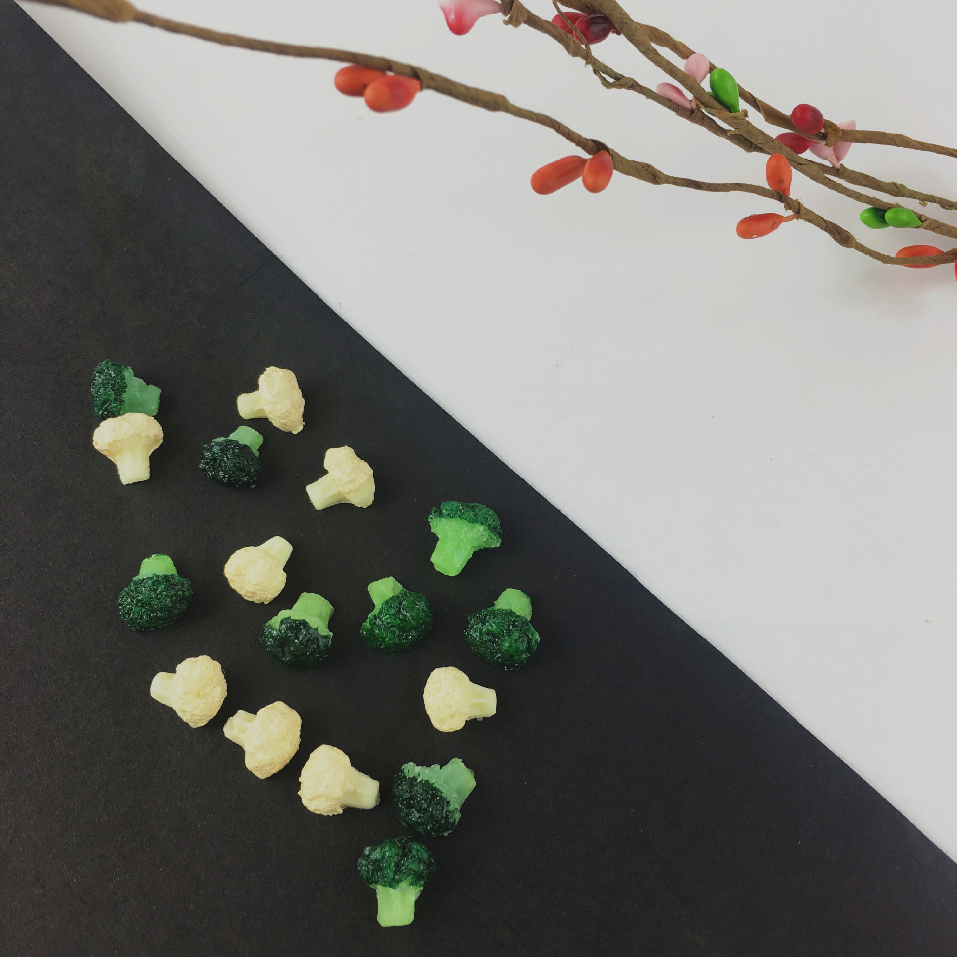 厂家直销 pvc仿真西兰花 花菜 diy食玩配饰超轻粘土pvc配件