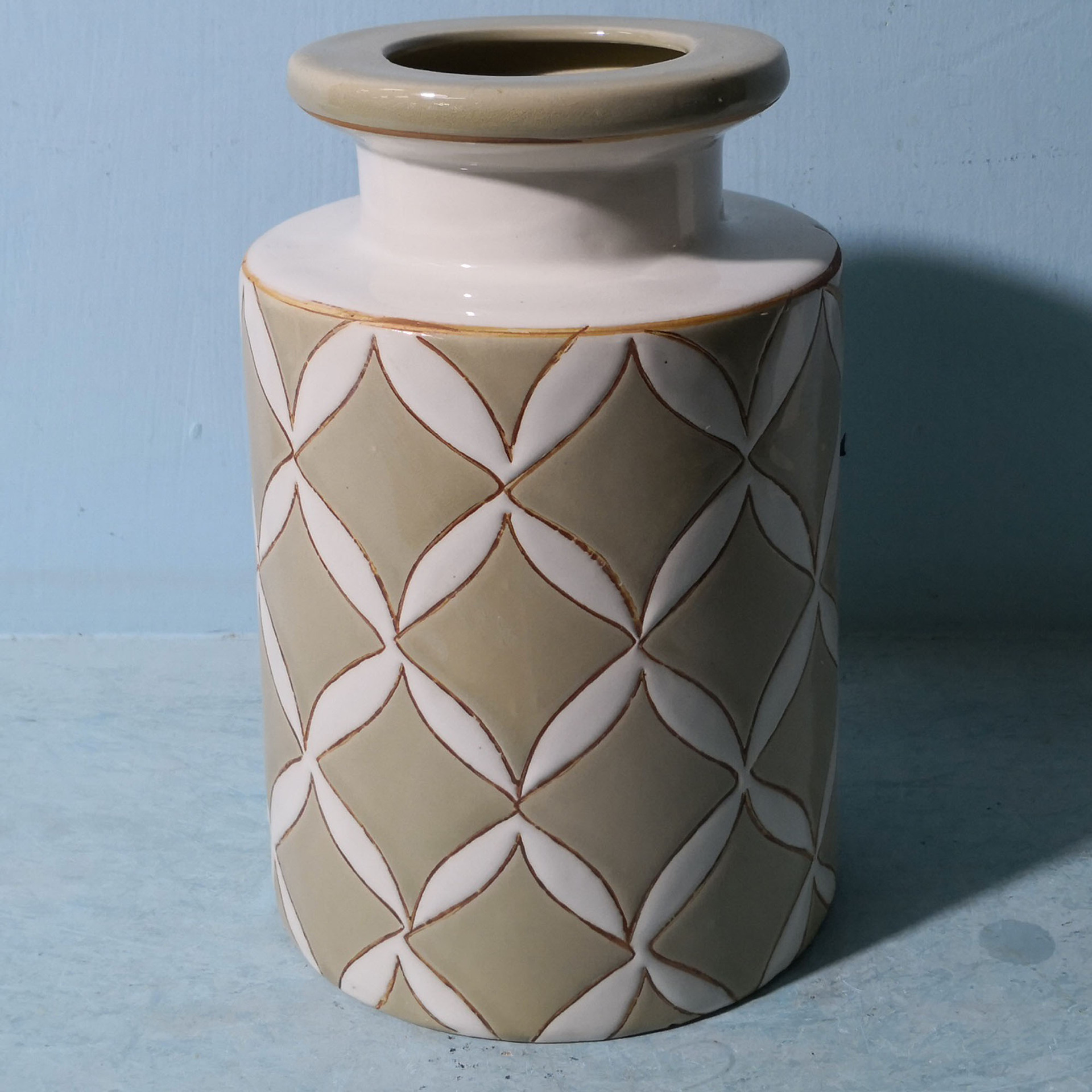 10"直身花瓶釉下手绘青花高温陶瓷水培植物鲜花干花摆设fy16238