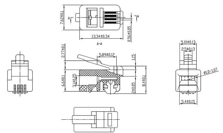电话线水晶头 4p4c水晶头 电话听筒水晶头 rj11水晶头厂家批发