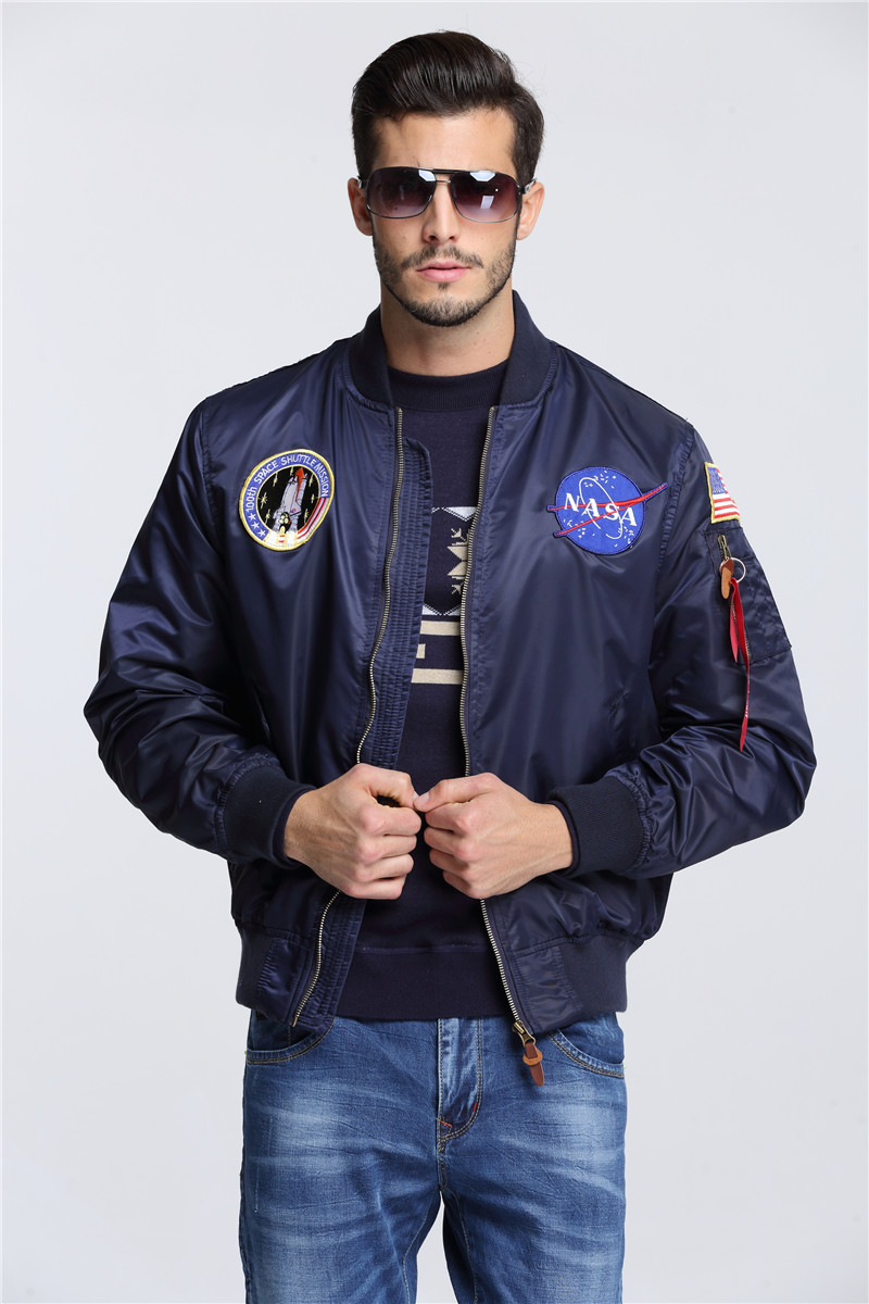 春秋季薄款美国空军刺绣徽章棒球服nasa飞行员夹克男工装外套潮流