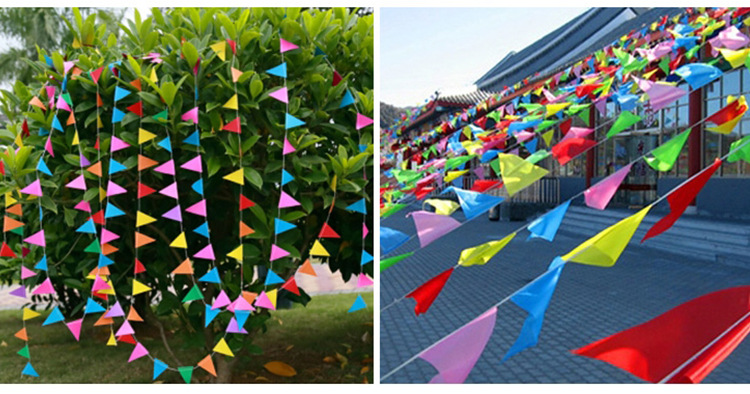 厂家直供三角小彩旗串旗开业三角彩旗工地开张彩条吊旗结婚装饰