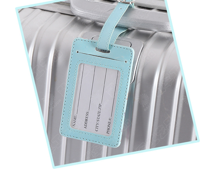 时尚pu平纹行李牌 车缝烫金行李挂牌 旅行托运登机皮革吊牌