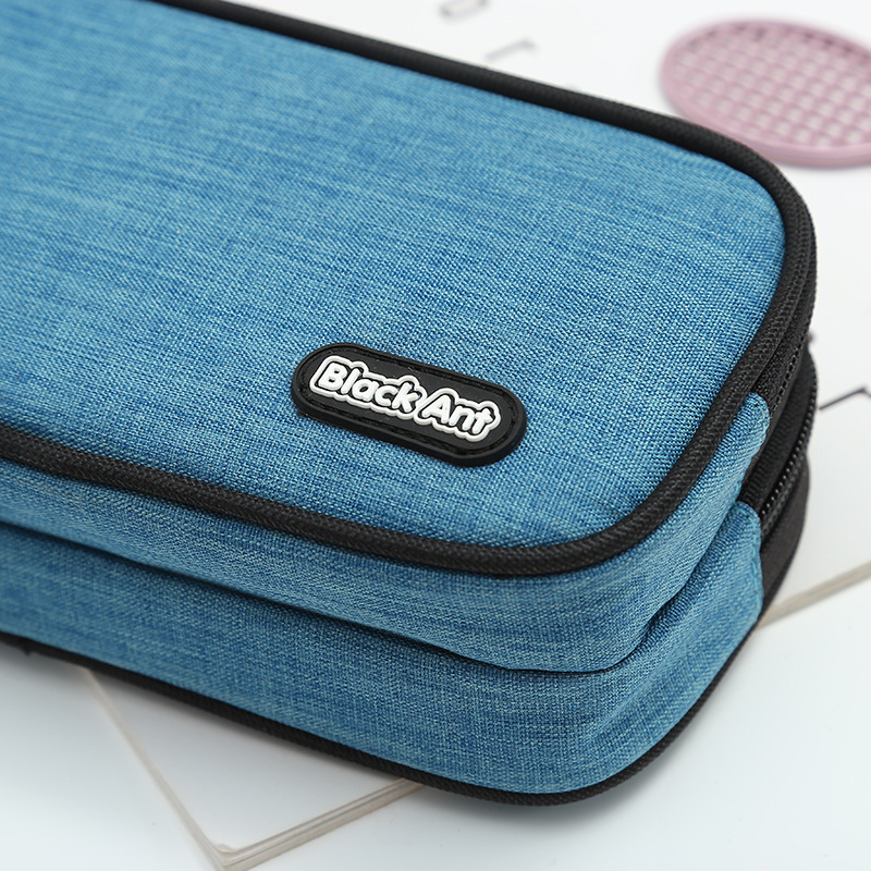 2019新款中小学生纯色笔袋批发 双层大容量时尚创意简约拉链笔袋