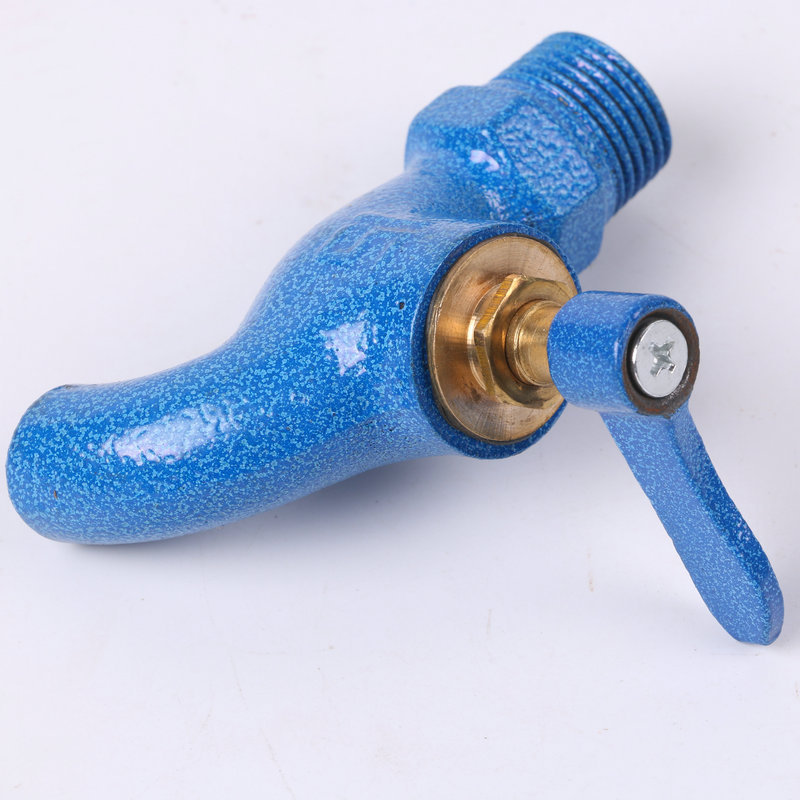蓝色老式铸铁水龙头 4分螺旋式慢开水龙头 拖把水池龙头批发
