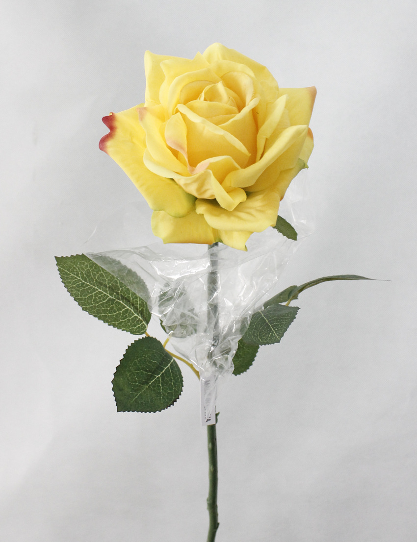 仿真花单枝厂家2叶保湿玫瑰 家居装饰 插花配材 婚庆玫瑰可拆卸