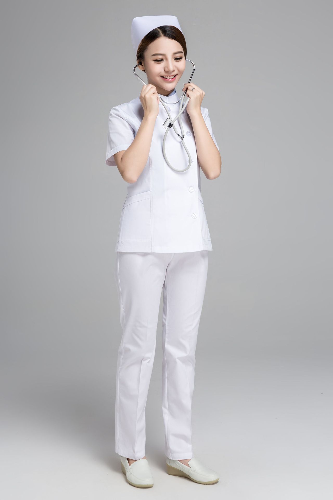 医院医生护士服白大褂药店牙科美容实验技师工作服女分体套装短袖