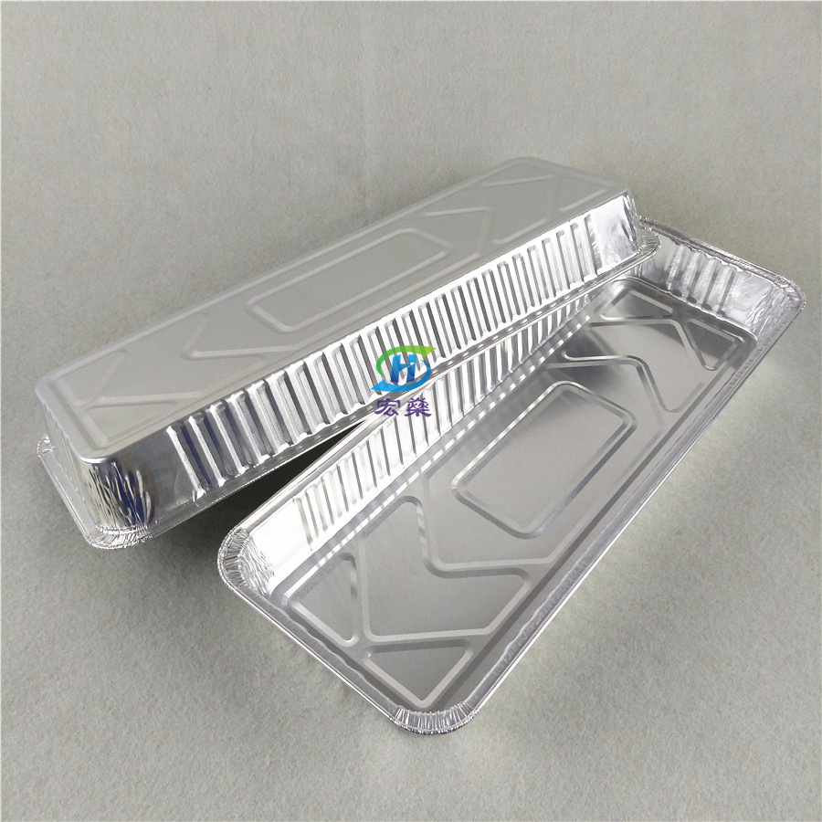 一次性锡纸烤串盒 打包羊肉串鱿鱼保温铝箔餐盒 长方形烤鸡翅盒