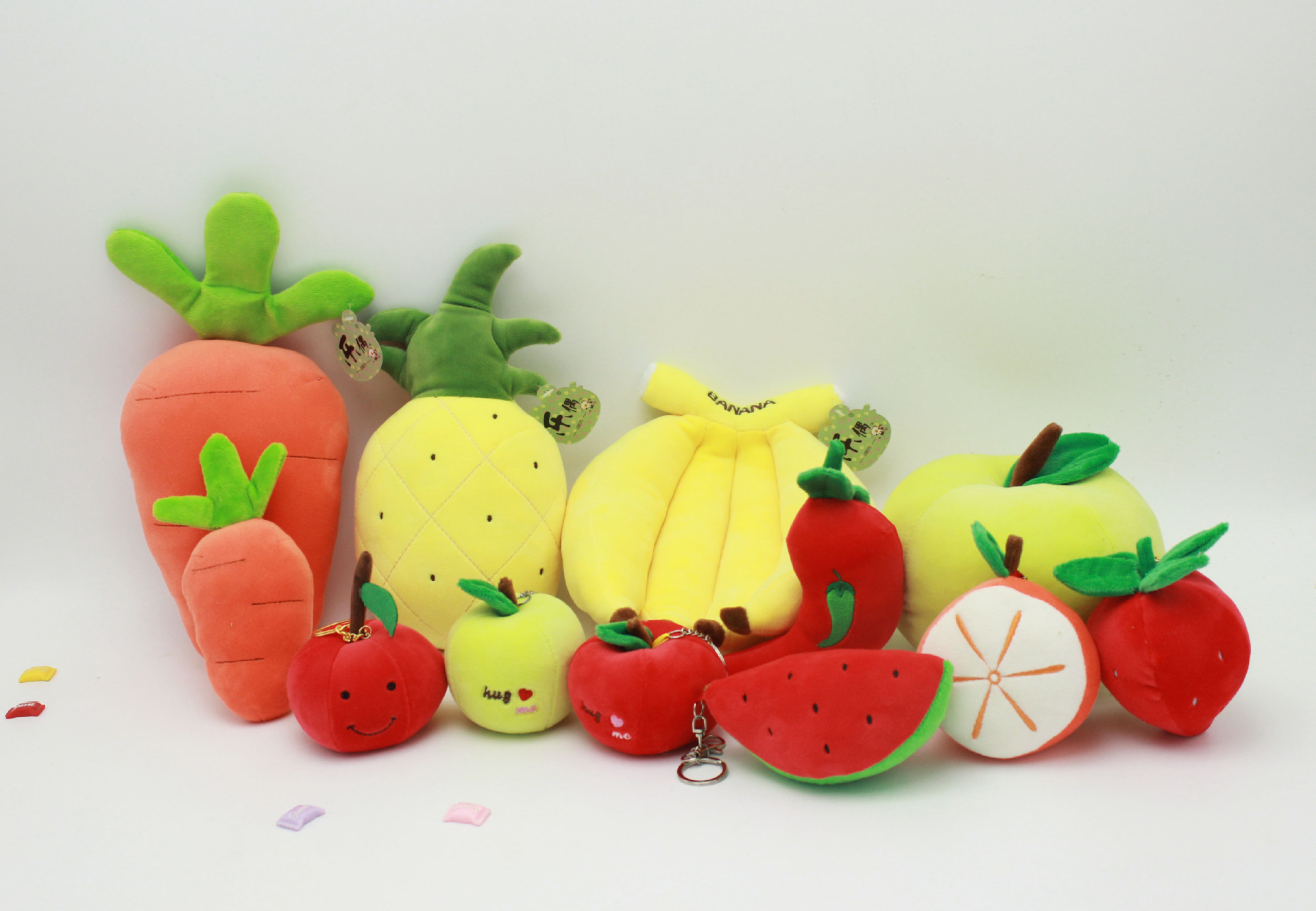 厂家直销批发创意水果毛绒玩具 柔软仿真蔬菜水果玩偶 抓机娃娃