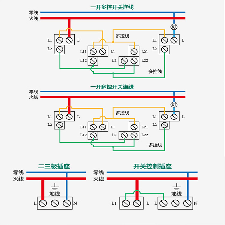 一开八孔插座带开关86型一开二三三八孔插座暗装墙壁插座