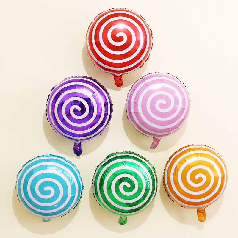 18寸圆形棒棒糖铝膜气球 儿童节日生日派对装饰铝箔气球厂家批发
